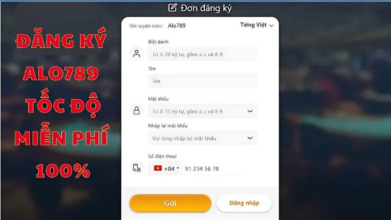 Hướng dẫn người dùng trải nghiệm Alo789, kiếm tiền cực đã 1 Điền thông tin theo biểu mẫu để đăng ký tài khoản cá độ tại nhà cái